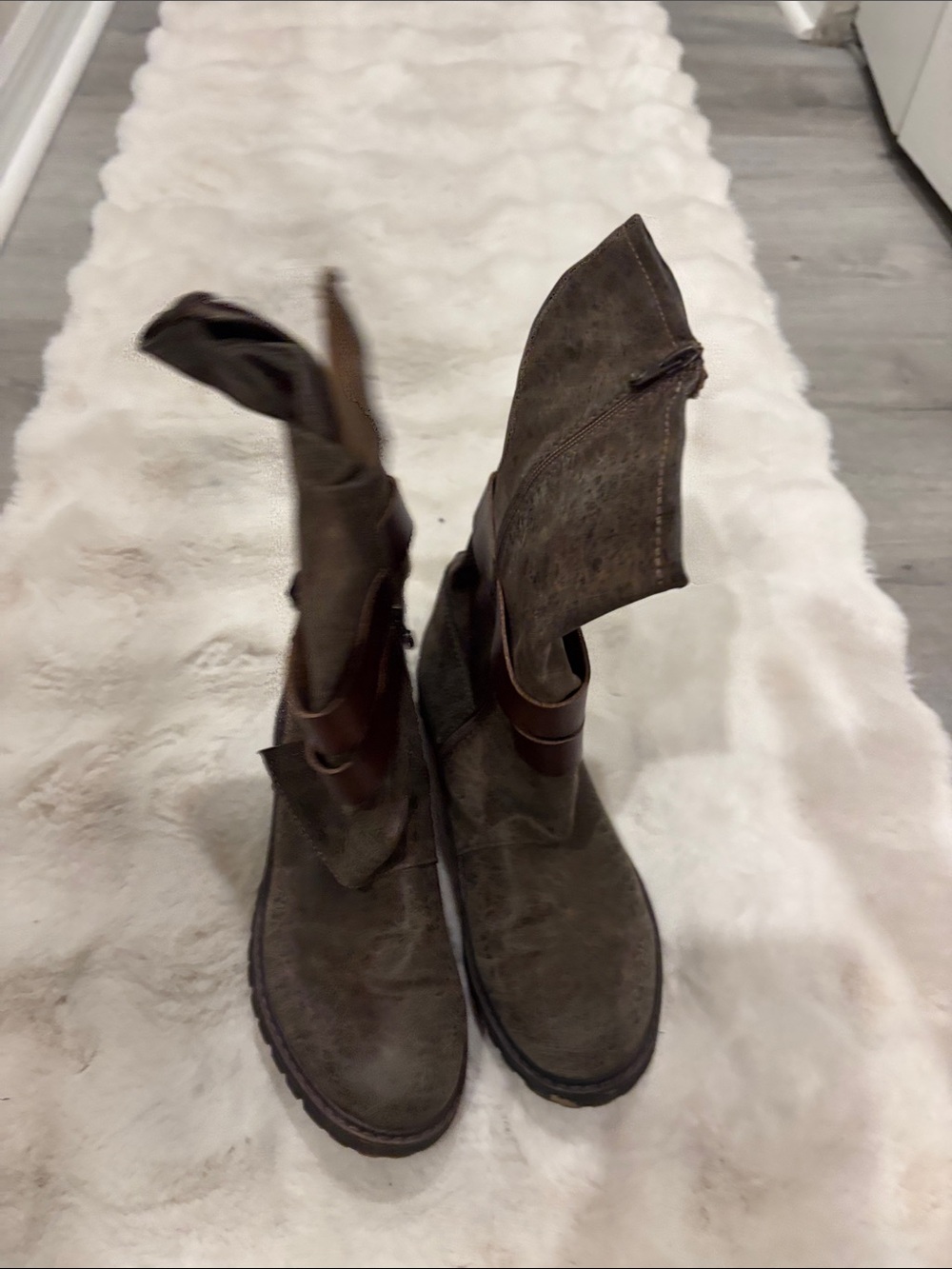 Brown Suede Mid-Calf Boots